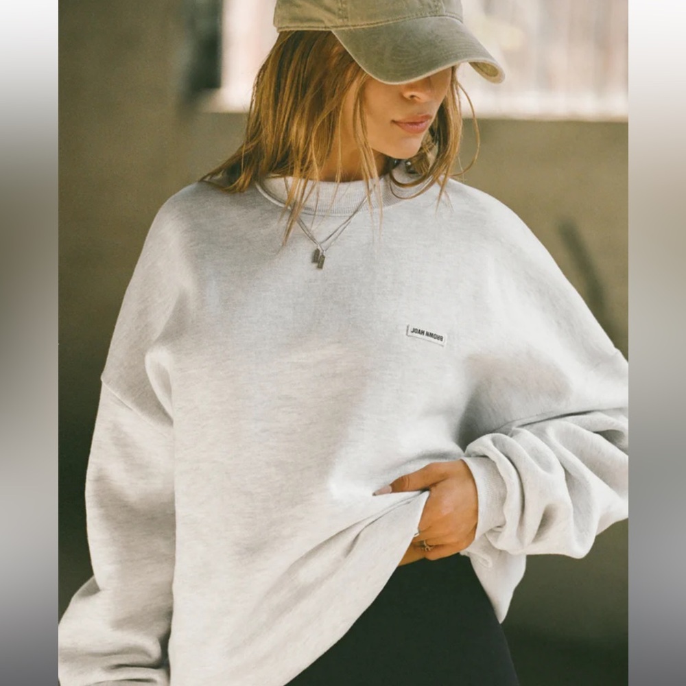 Joah Brown Pearl Gray Classic Relaxed Crew sweatshirt one size O/S